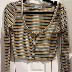 Urban Outfitters Striped Button-Up Crop Top